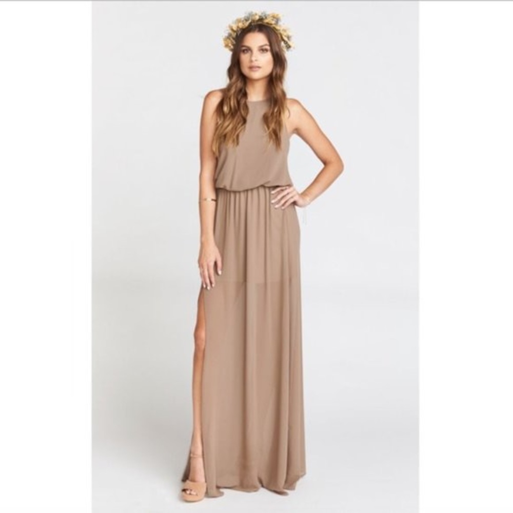 Show Me Your Mumu Tan Heather Halter Dress NWT (L)
